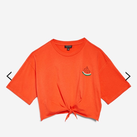 NWT TOPSHOP watermelon cropped t-shirt sz 8 - Picture 2 of 7
